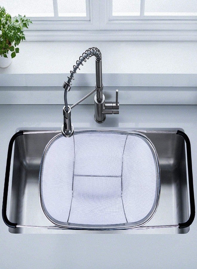 RIGJAK Large Over The Sink Colander, 18/8 Stainless Steel Fine Mesh Strainer Basket with Expandable Rubber Grip Handles - Strain, Drain, Rinse Fruits, Vegetables - Image 2